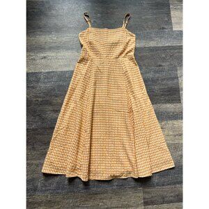 Gap Fit & Flare Squareneck Midi Dress in Yellow Gingham 4 Petite